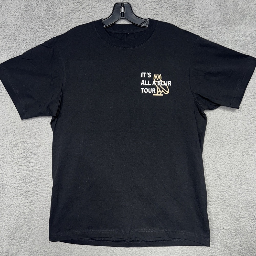 Drake Its All A Blur Tour T Shirt Sz M Black Ovo Owl Merch IAAB‎ 2023 2-Side Tee